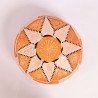 Artisanal Genuine Leather Pouf - Orange - Fazia