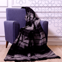 Handmade Traditional Throw Blanket - Black - Wool