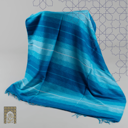 Handmade Traditional Throw Blanket - Blue - Wool